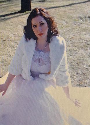 Свадебное персиковое платье3 фото
