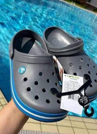 Крокс сабо крокбенд клог сірі crocs crocband clog charcoal/ocean