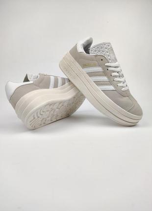 Adidas gazelle bold beige white5 фото