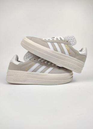 Adidas gazelle bold beige white6 фото