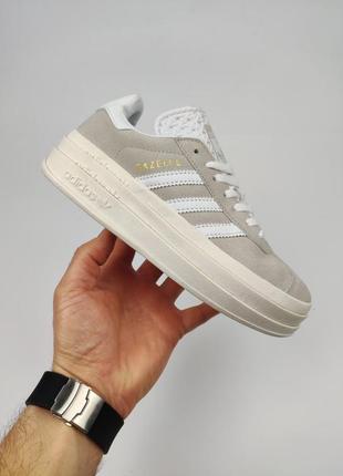 Adidas gazelle bold beige white2 фото