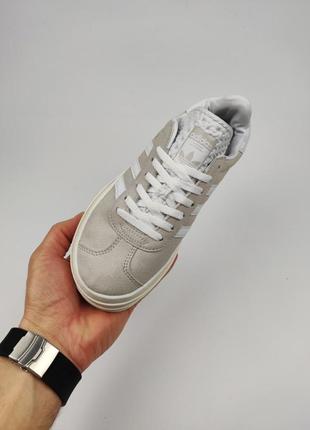 Adidas gazelle bold beige white8 фото