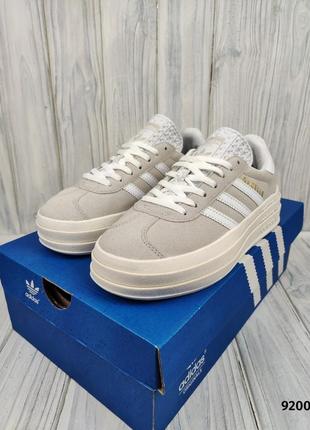 Adidas gazelle bold beige white7 фото