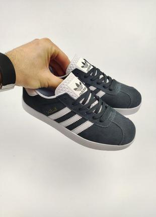 Adidas gazelle navy gray white5 фото