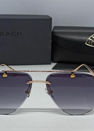 Maybach очки капли солнцезащитные унисекс серый градиент в золотой металлической оправе2 фото