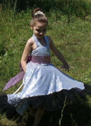 Красивое платье с пайетками,выпускной,для девочки и мамы,бант,шлейф family look3 фото