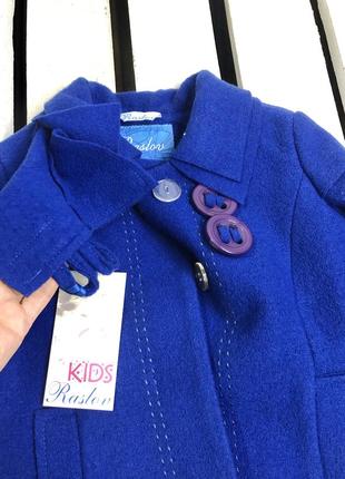 Шерстое пальто для девочки детское raslov синее 1164 фото