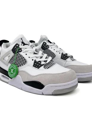 Nike air jordan 4 white/grey/black (бело-серо-черные)