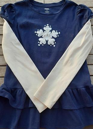 Кофта gymboree для дівчаток синя зимова реглан світшот лонгслив біла