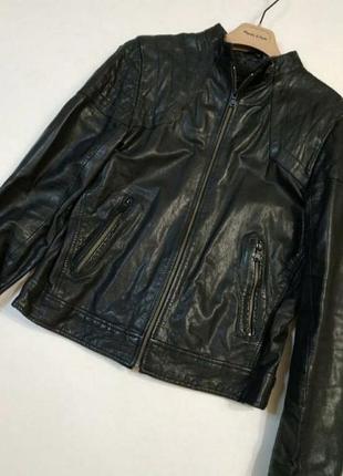 Куртка кожаная черная мужская zara