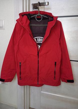 Красная ветровка ветровка ветровка куртка дождевик на подкладке сетка легкая демисезонная курточка next 7 лет