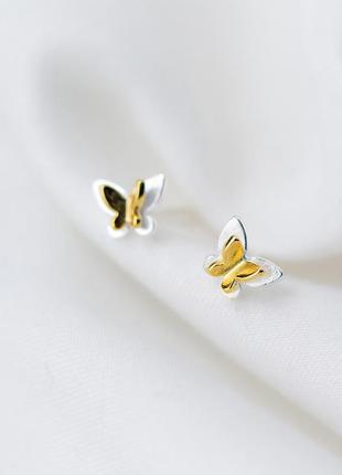 Сережки "golden butterfly"2 фото