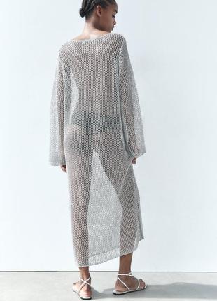 Металлизированное платье сетка zara с пайетками3 фото