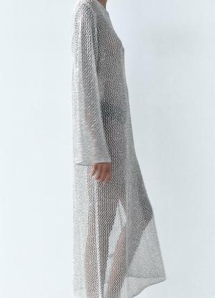 Металлизированное платье сетка zara с пайетками2 фото