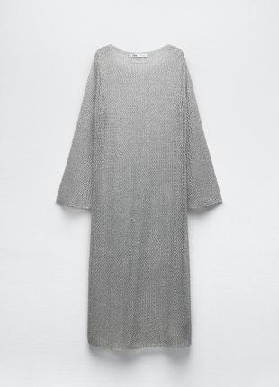 Металлизированное платье сетка zara с пайетками4 фото