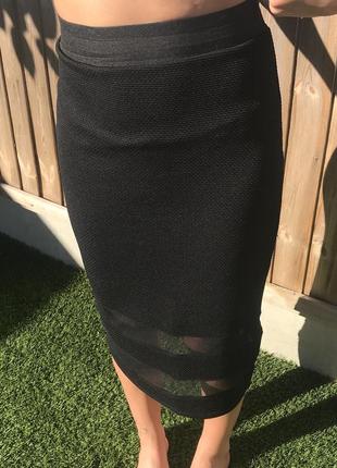 Черная юбка со вставками сетки