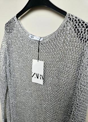 Металлизированное платье сетка zara с пайетками7 фото
