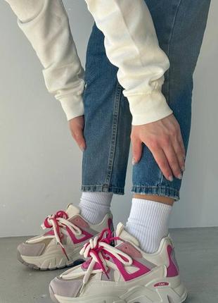 Стильные кроссовки. цвет - комбинированный. материал - эко кожа. розовые4 фото