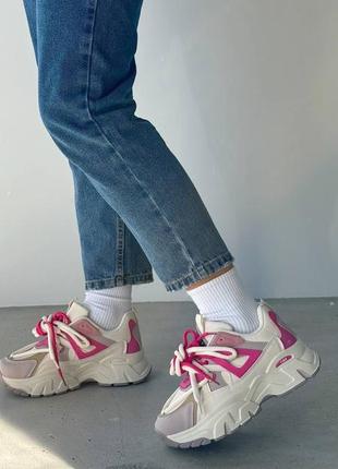 Стильные кроссовки. цвет - комбинированный. материал - эко кожа. розовые6 фото