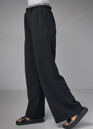 Трикотажні жіночі штани з подвійним поясом2 фото
