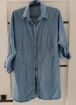 Жіноча сорочка туніка,рубашка довга джинс, італія