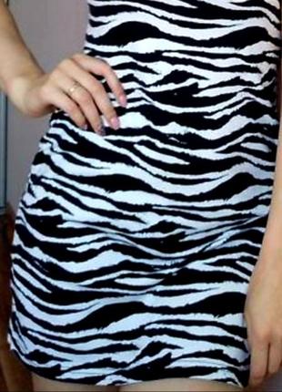 Платье  сукня плаття в жывотный принт зебра черно белое