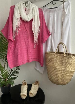 Италия туника яркая блуза бохо этно розовая