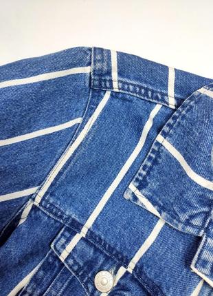 Куртка джинсовая женская синего цвета в полоску от бренда next 142 фото
