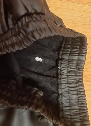 Теплые матовые кожаные штани джогери на флисе размер 50 наш7 фото