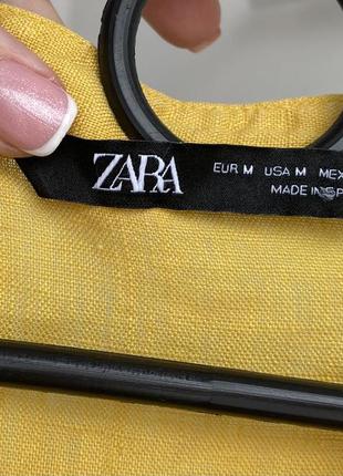 Зара льняная рубашка яркая желтая блуза туника из льна zara3 фото