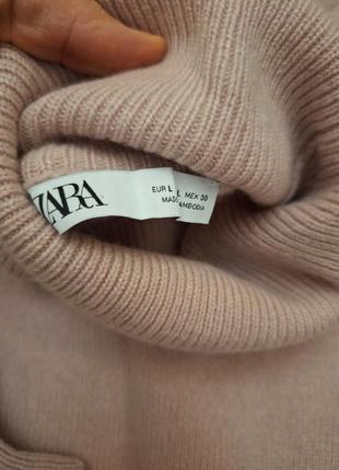 Рожевий кашеміровий светр zara з горлом, розмір l.7 фото