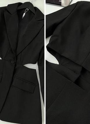 Платье-пиджак черная с вырезами на талии оверсайз качественное трендовое2 фото