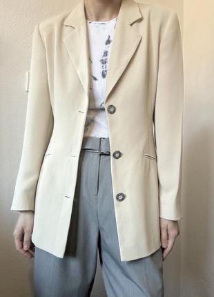 Кремовий піджак вінтажний жакет молочний блейзер вінтаж