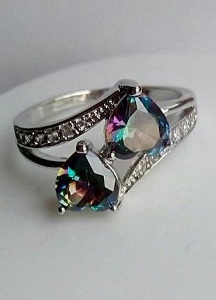 Кольцо  для любимой с цветными кристаллами   новое2 фото