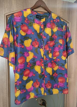 Винтажная шелковая блуза / рубашка august silk (100% шелк)3 фото