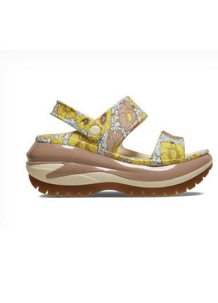 Crocs крокс на платформе сандалии босоножки mega crush retro floral sandal vanilla cork w6 наш 36-374 фото