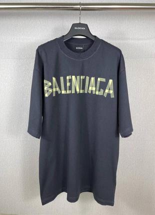 Футболка котон в стилі balenciaga подовжена чорна біла