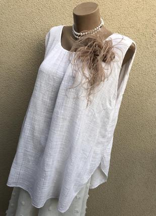 Белая блуза,майка-марля,этно бохо стиль,хлопок,6 фото
