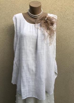 Белая блуза,майка-марля,этно бохо стиль,хлопок,9 фото