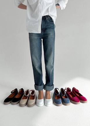 Туфли женские замшевые кожаные черные бежевые белые розовые фуксия джинс4 фото
