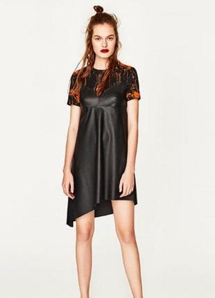 Мега крутое платье zara с кожзам