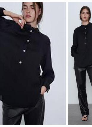 Zara черная блузка оверсайз