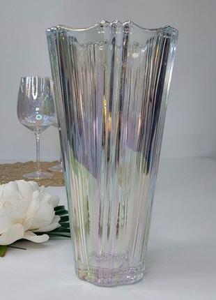 Скляна декоративна ваза мальва веселкова 25 см3 фото