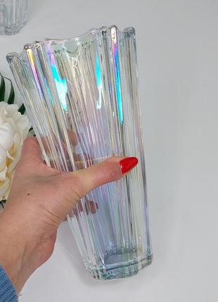 Стеклянная декоративная ваза мальва радуганая 25 см