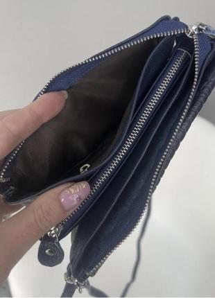 Шкіряна міні сумочка клатч 💙4 фото