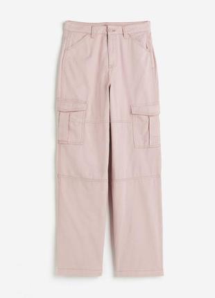 Карго брюки h&m розовые