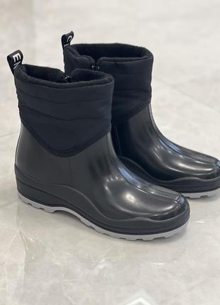 Сапоги резиновые утепленные женские черные