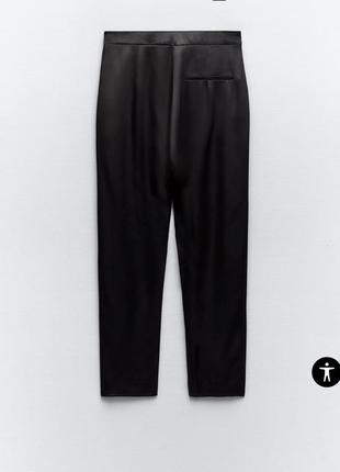 Очень стильные черные атласные брюки zara 🖤5 фото