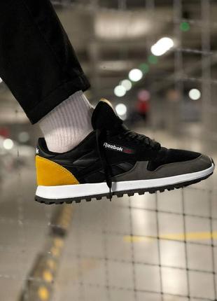 Мужские кроссовки reebok classic black yellow2 фото