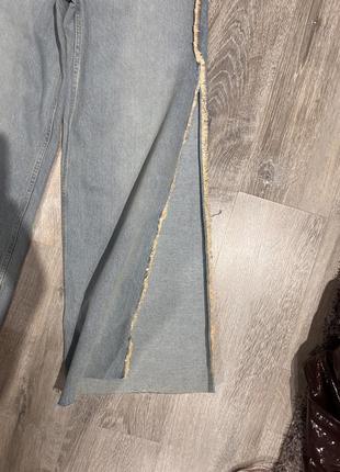 Крутые стильные джинсы палаццо wide leg с разборками сбоку bershka8 фото